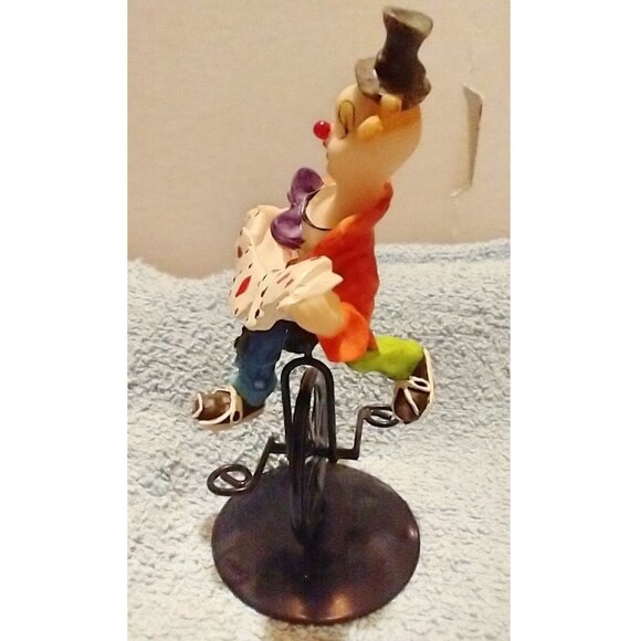 Colorful Circus Clown On Unicycle Figurine With Playing Cards - K's Collection - Picture 9 of 15